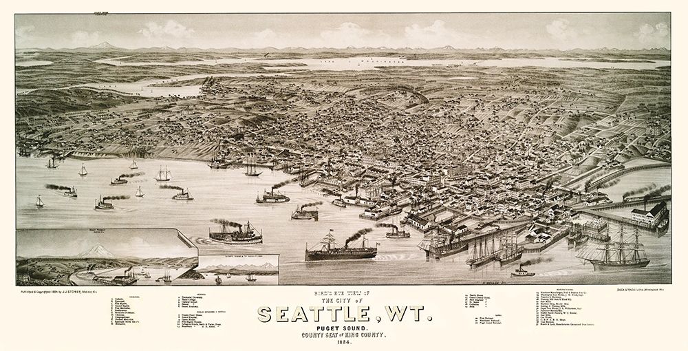 Seattle Washington - Beck 1884 art print by Beck for $57.95 CAD