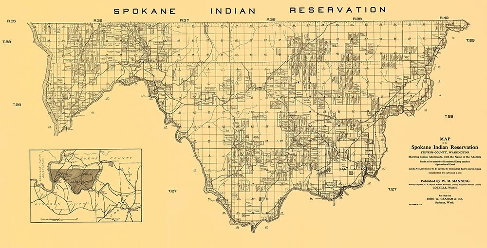 Spokane Indian Reservation - Manning 1910 art print by Manning for $57.95 CAD