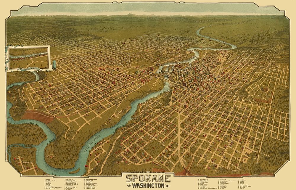Spokane Washington - Graham 1905 art print by Graham for $57.95 CAD