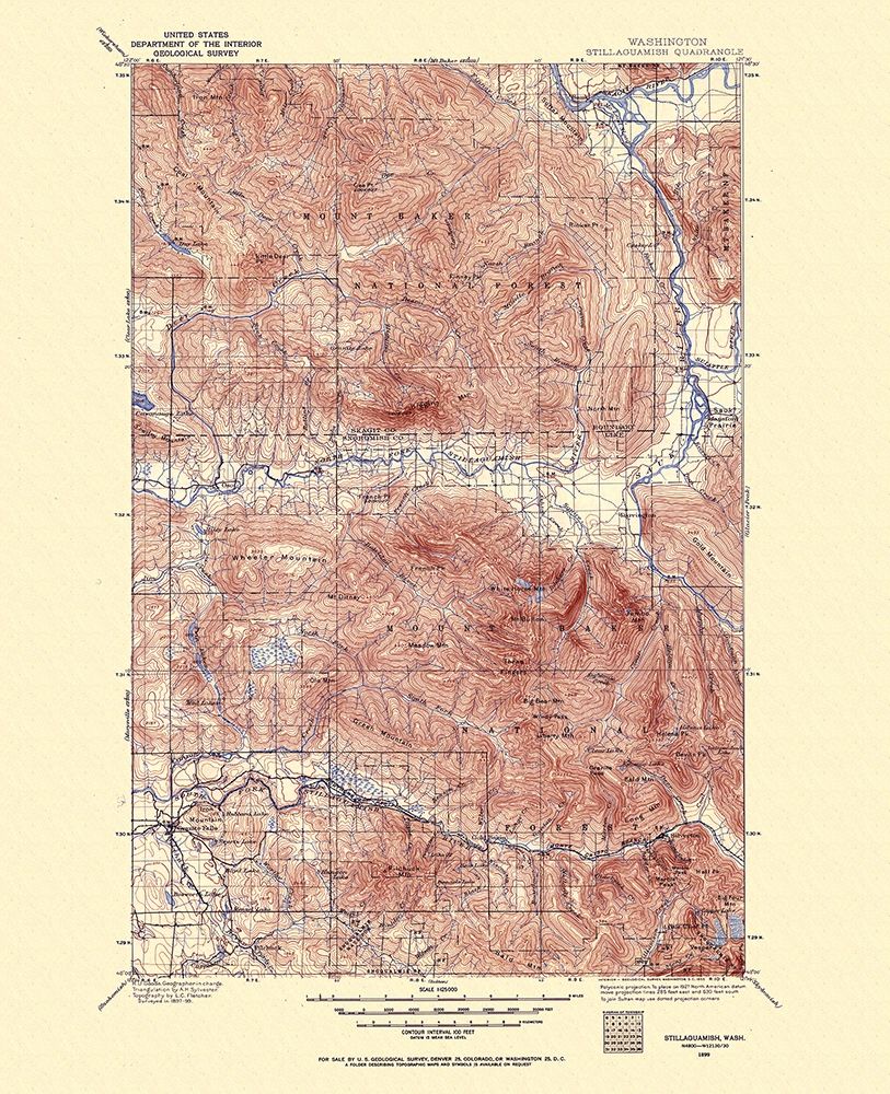 Stillaguamish Washington Quad - USGS 1899 art print by USGS for $57.95 CAD
