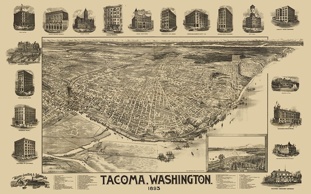 Tacoma Washington - Mcintyre 1893 art print by Mcintyre for $57.95 CAD