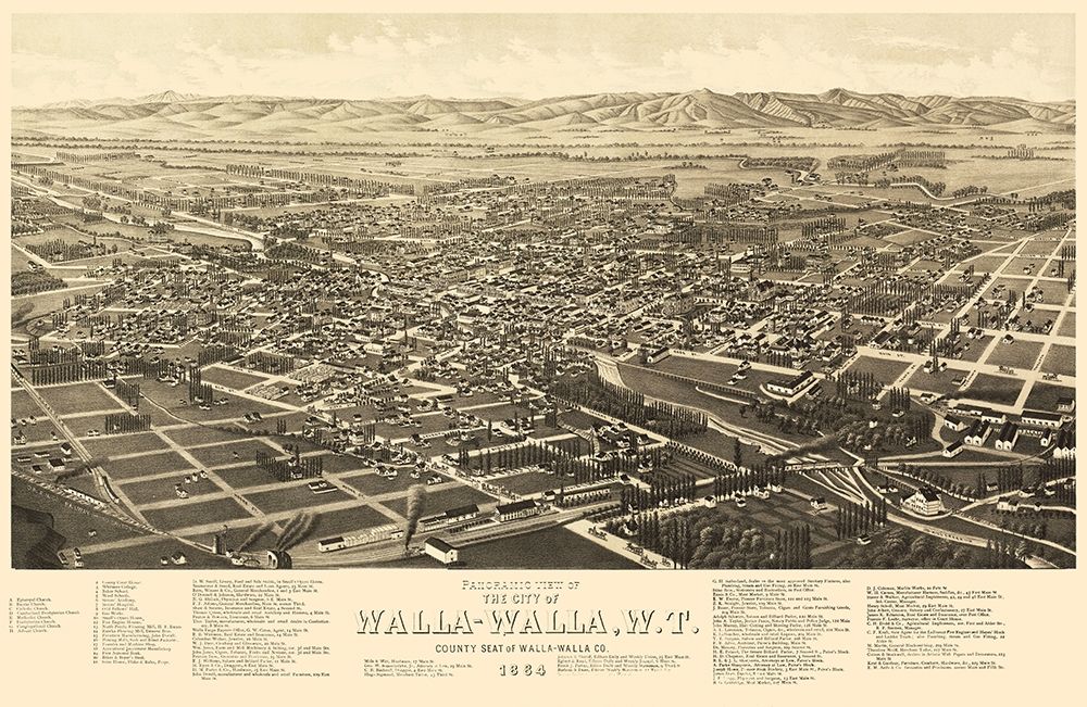 Walla Walla Washington - Burleigh 1884 art print by Burleigh for $57.95 CAD