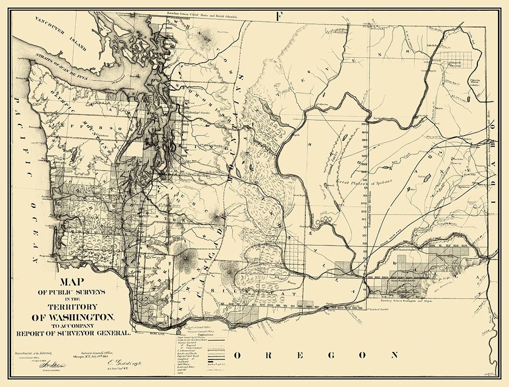 Washington Territory Public Survey - 1865 art print by Giddings for $57.95 CAD