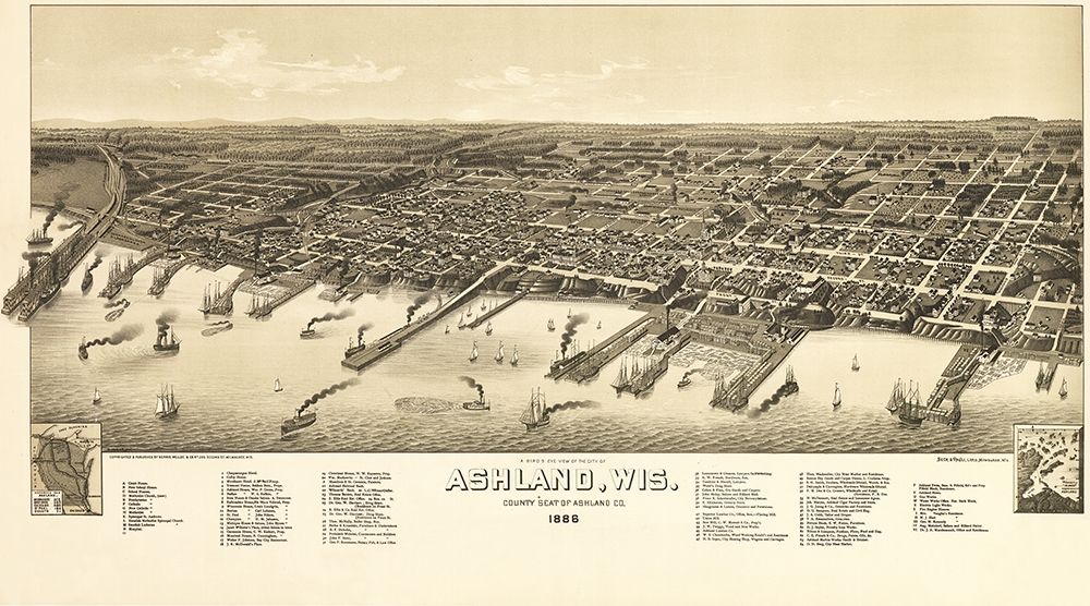 Ashland Wisconsin - Norris 1886  art print by Norris for $57.95 CAD