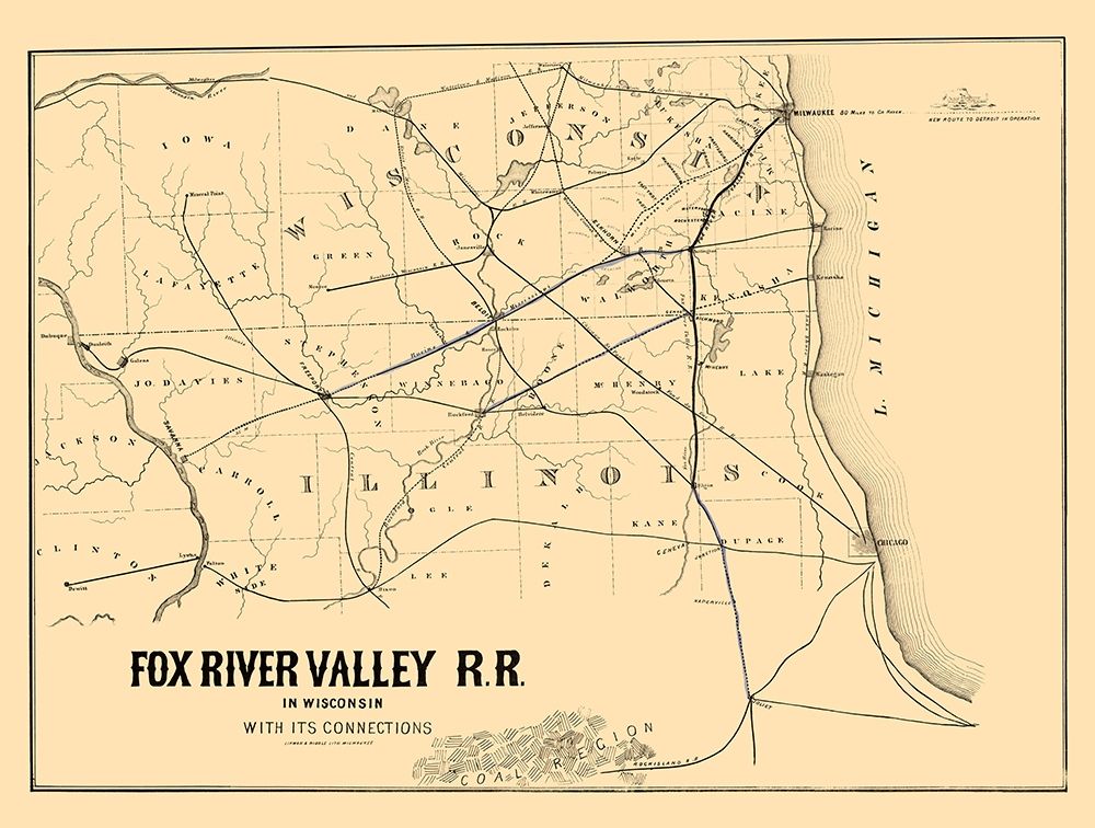 Fox River Valley Railroad - Lipman 1857 art print by Lipman for $57.95 CAD