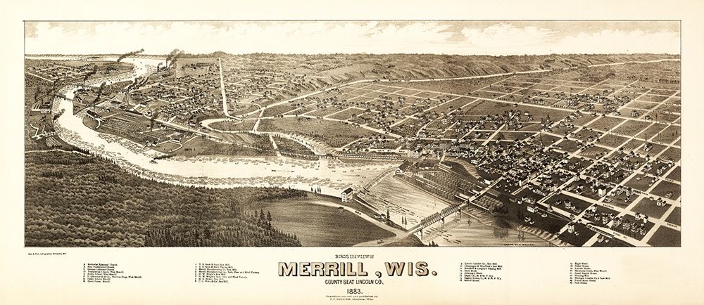 Merrill Wisconsin - Wellge 1883  art print by Wellge for $57.95 CAD