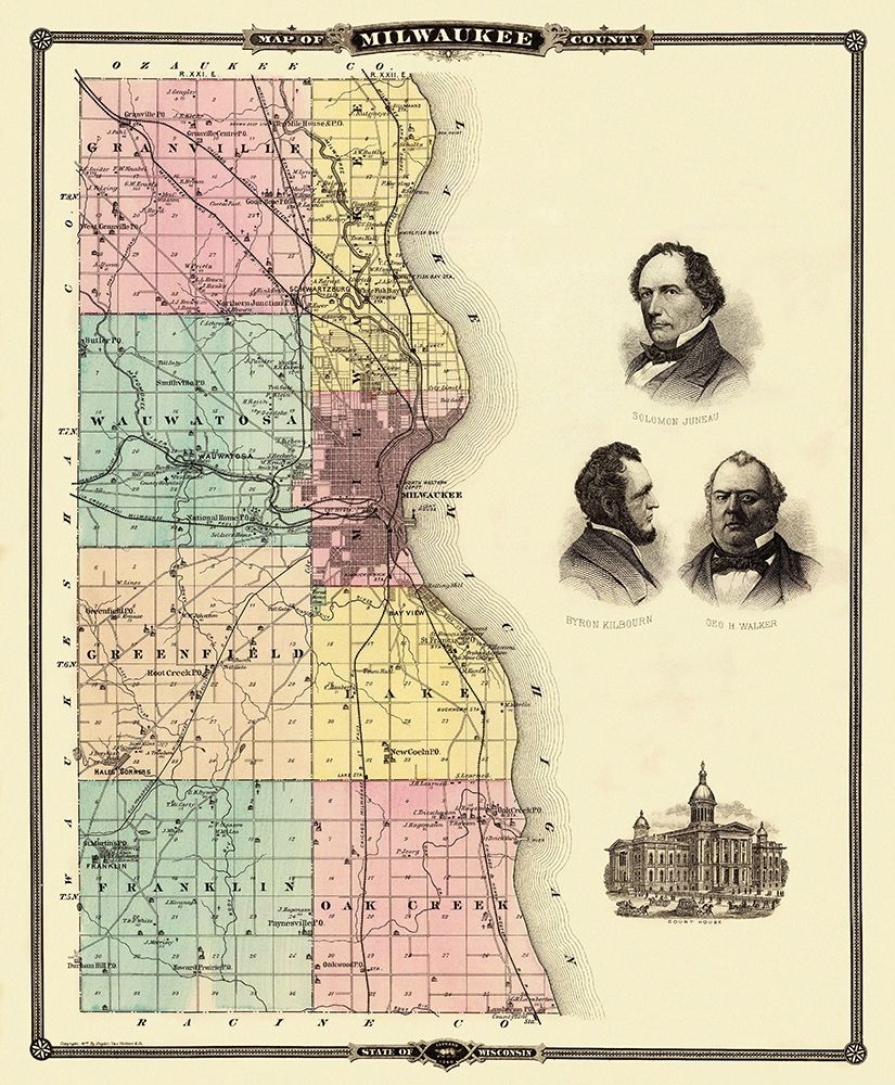 Milwaukee Wisconsin Landowner - Snyder 1878 art print by Snyder for $57.95 CAD