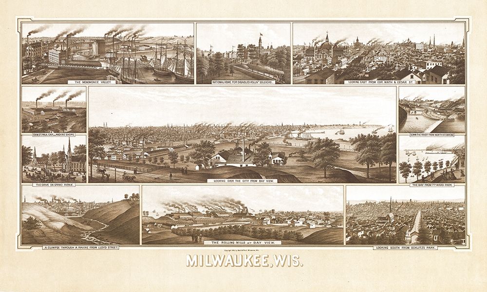 Milwaukee Wisconsin - Beck 1882  art print by Beck for $57.95 CAD