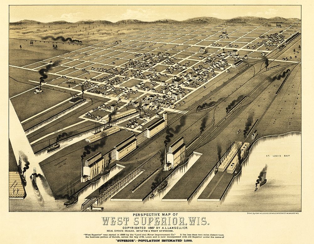 Superior Wisconsin - Wellge 1887  art print by Wellge for $57.95 CAD