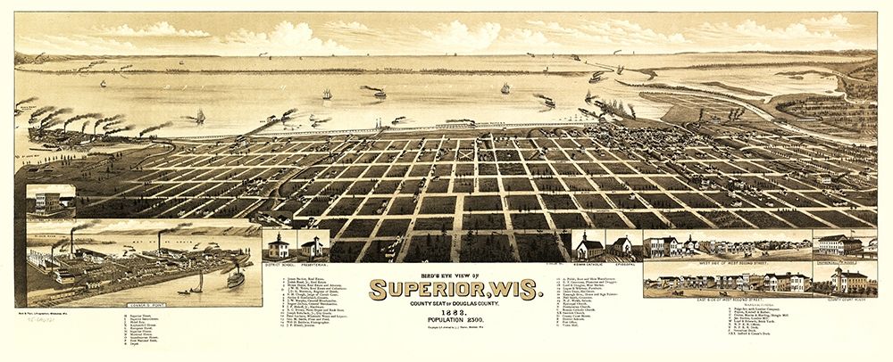Superior Wisconsin - Wellge 1883  art print by Wellge for $57.95 CAD