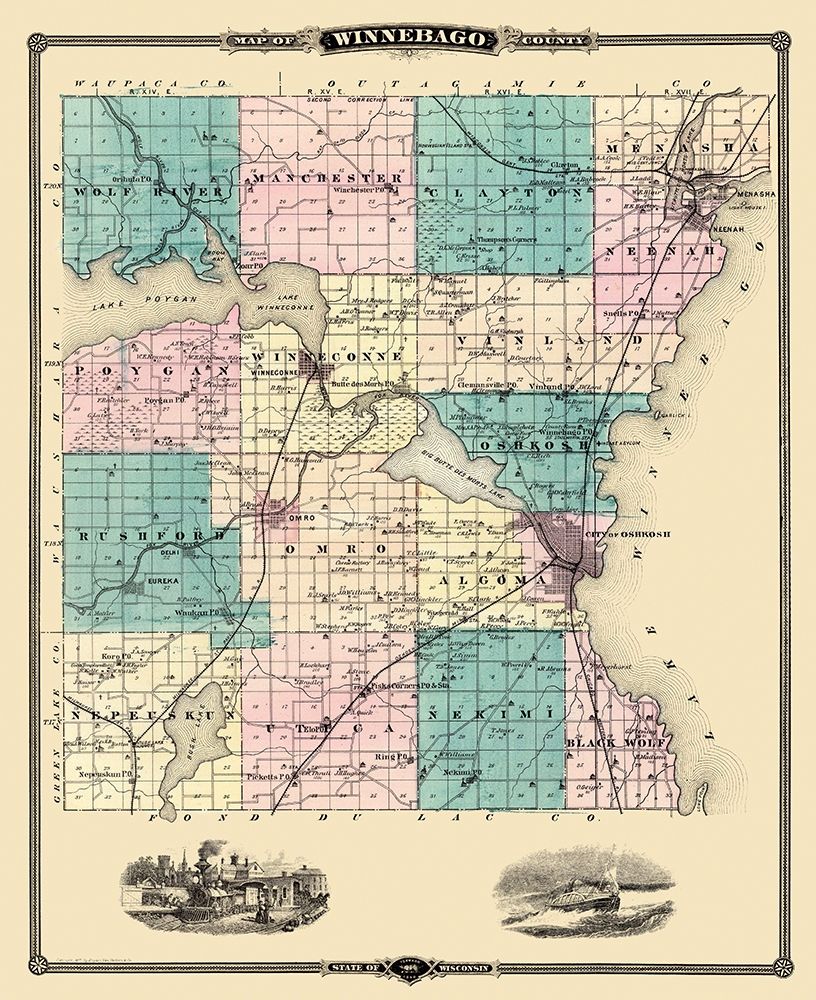 Winnebago Wisconsin Landowner - Snyder 1878 art print by Snyder for $57.95 CAD