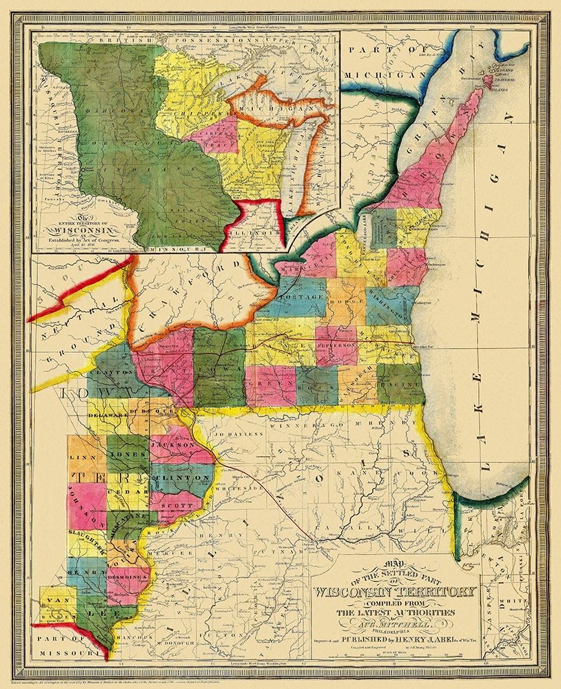 Wisconsin Territory - Abel 1838 art print by Abel for $57.95 CAD