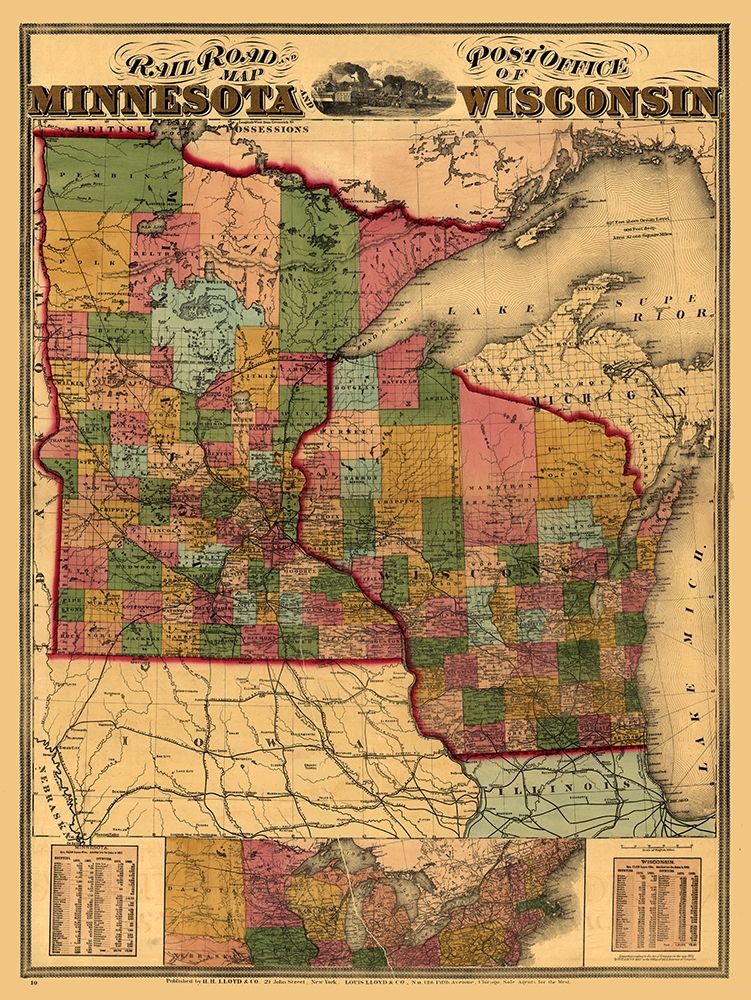 Minnesota Wisconsin - Lloyd 1871  art print by Lloyd for $57.95 CAD