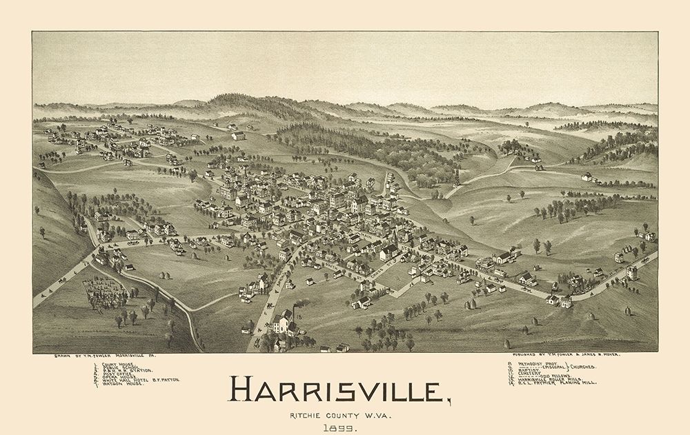 Harrisville West Virginia - Fowler 1899 art print by Fowler for $57.95 CAD