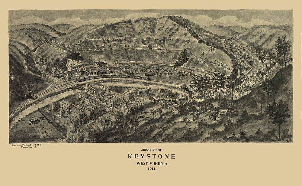 Keystone West Virginia - Fowler 1911 art print by Fowler for $57.95 CAD