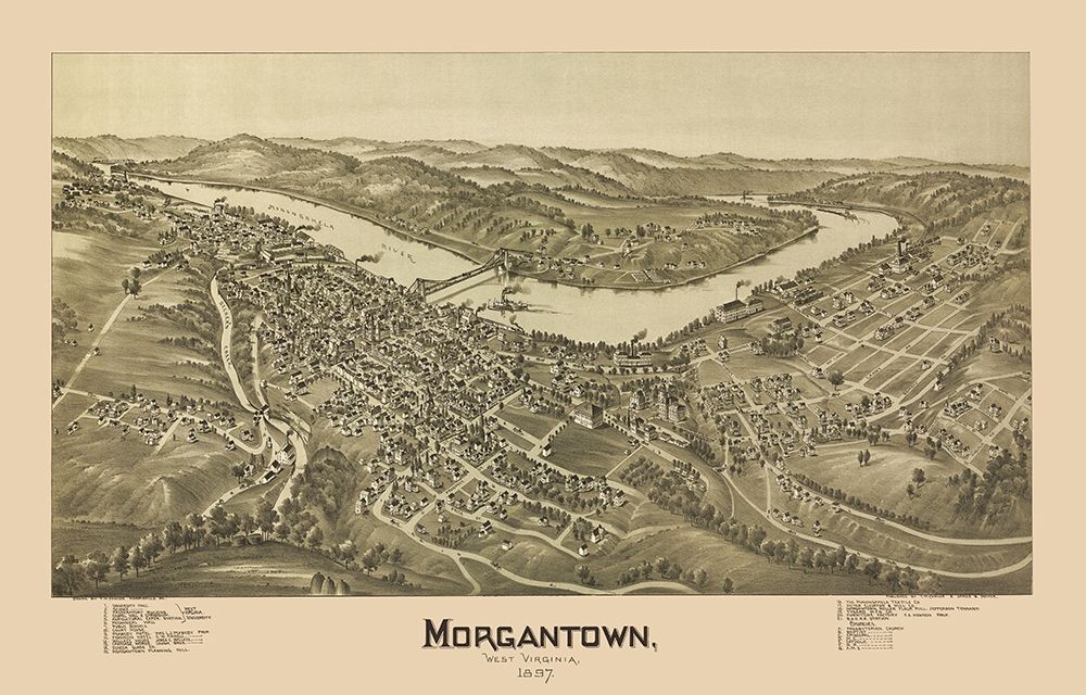 Morgantown West Virginia - Fowler 1897 art print by Fowler for $57.95 CAD