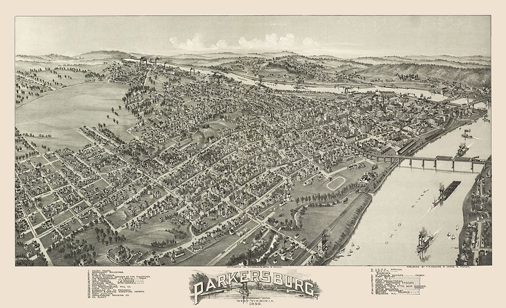 Parkersburg West Virginia - Fowler 1899 art print by Fowler for $57.95 CAD