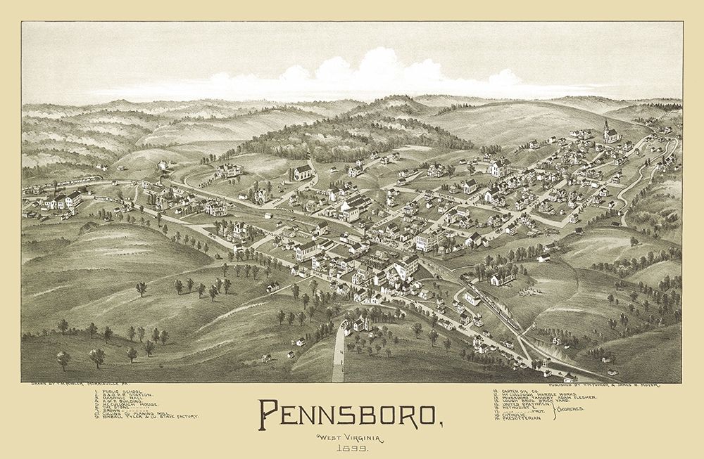 Pennsboro West Virginia - Fowler 1899 art print by Fowler for $57.95 CAD