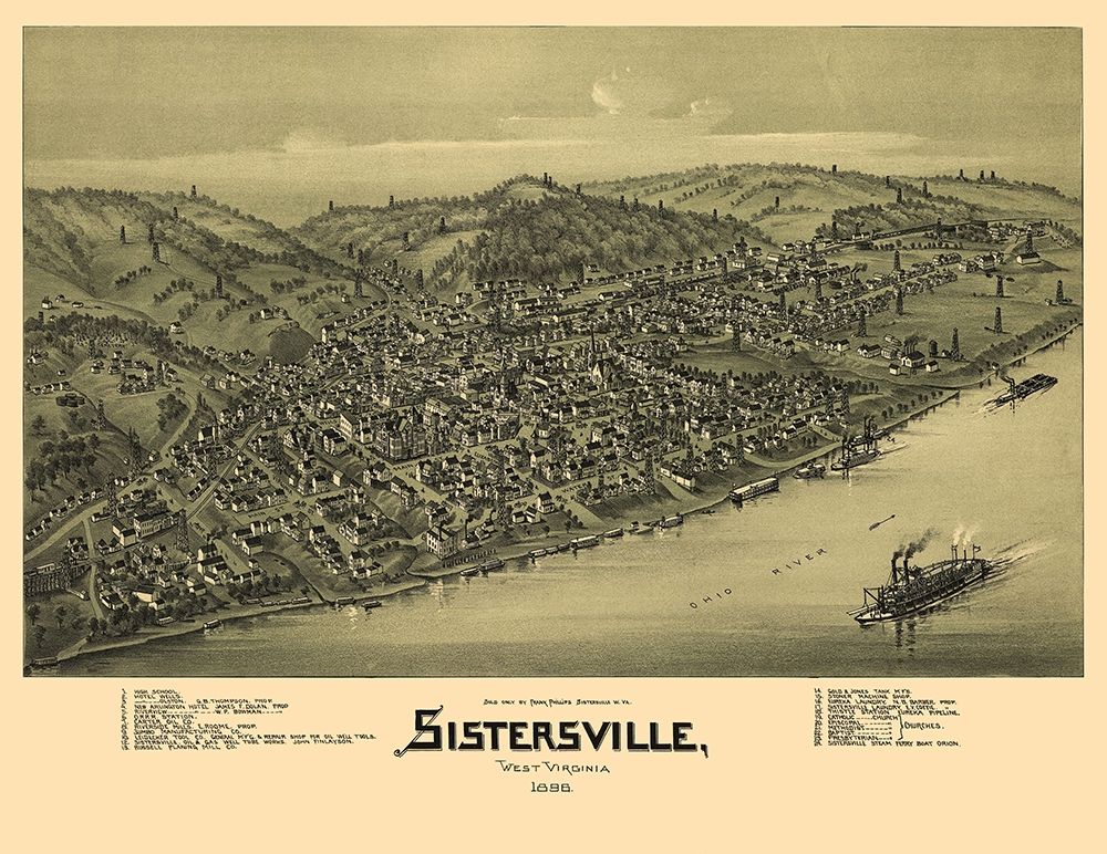 Sistersville West Virginia - Fowler 1896 art print by Fowler for $57.95 CAD
