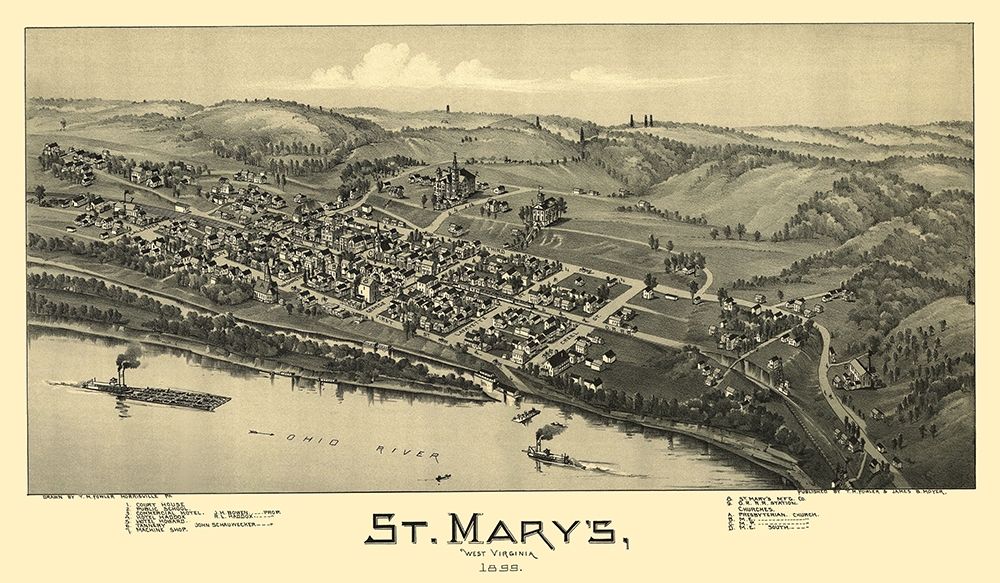 St Marys West Virginia - Fowler 1899 art print by Fowler for $57.95 CAD