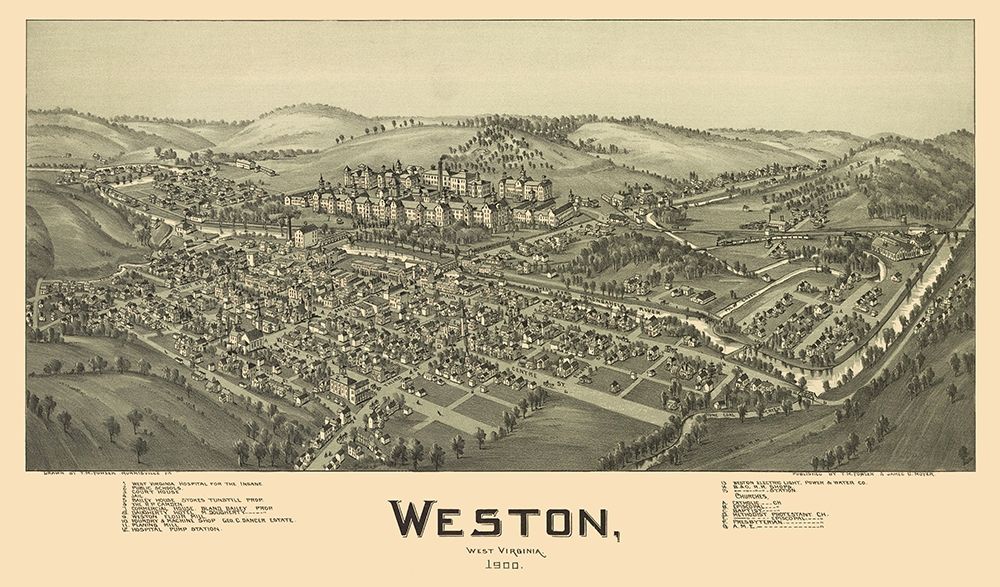 Weston West Virginia - Fowler 1900 art print by Fowler for $57.95 CAD