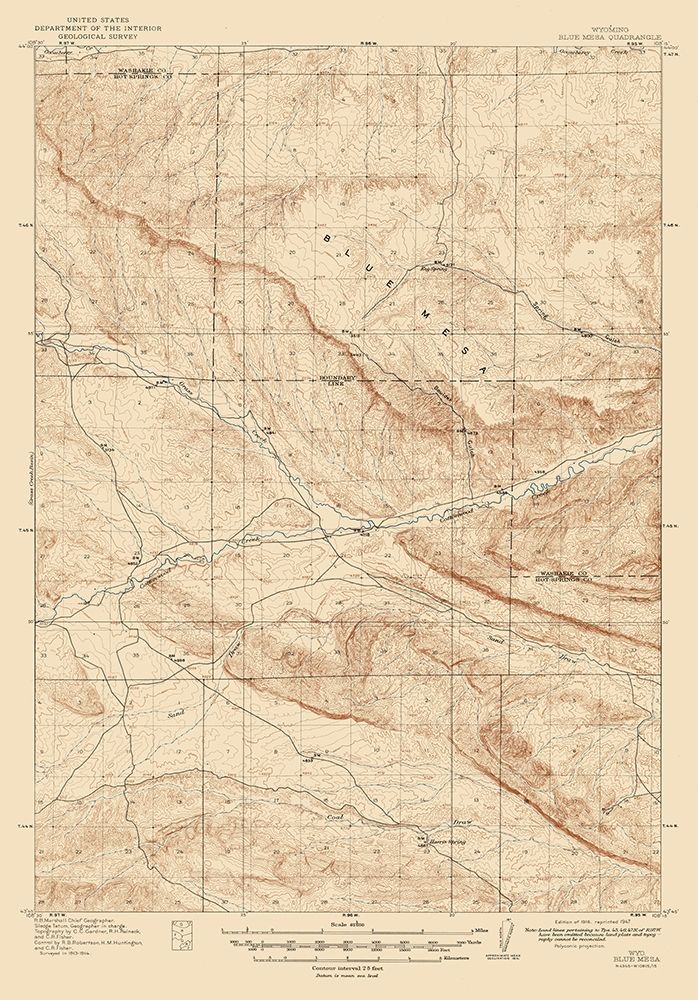 Blue Mesa Wyoming Quad - USGS 1916 art print by USGS for $57.95 CAD