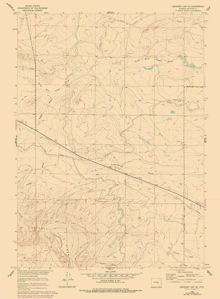Emigrant Gap Wyoming Quad - USGS 1960 art print by USGS for $57.95 CAD