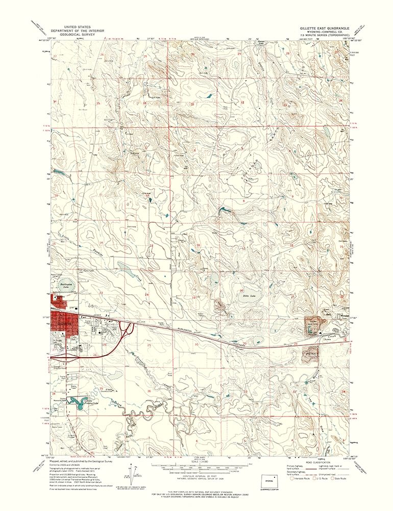 East Gillette Wyoming Quad - USGS 1971 art print by USGS for $57.95 CAD