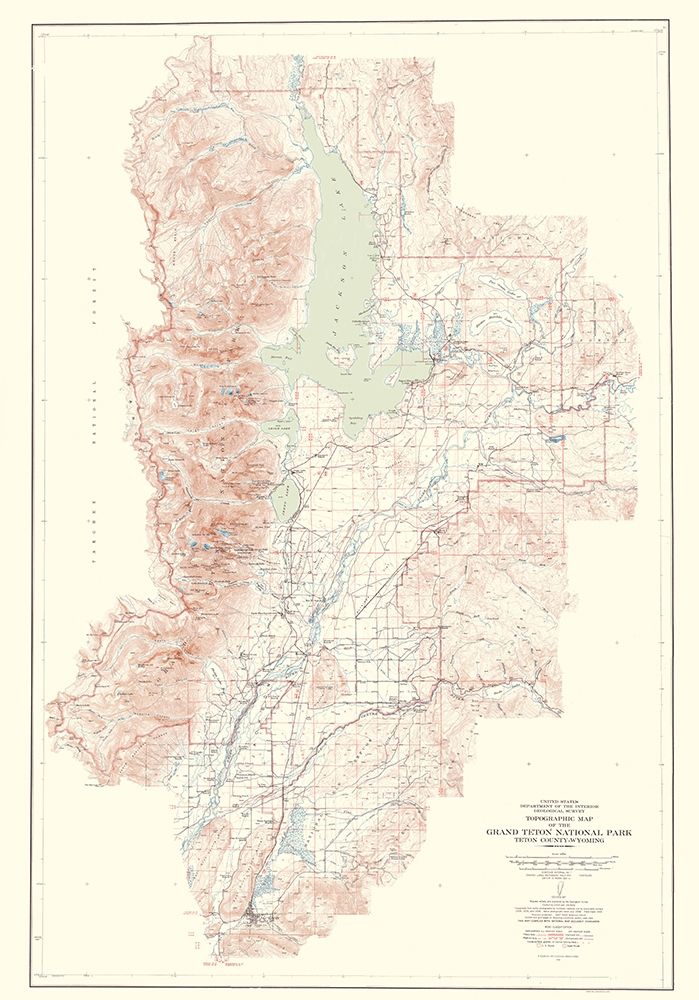 Grand Teton National Park Wyoming Sheet - USGS art print by USGS for $57.95 CAD