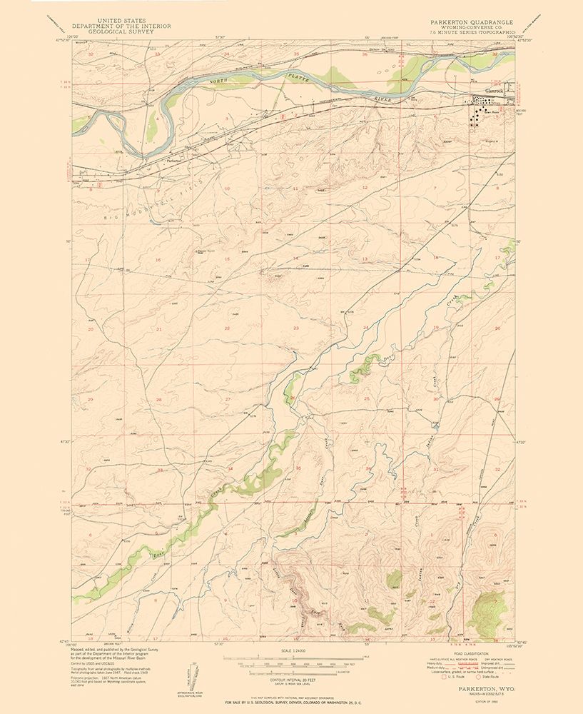 Parkerton Wyoming Quad - USGS 1950 art print by USGS for $57.95 CAD