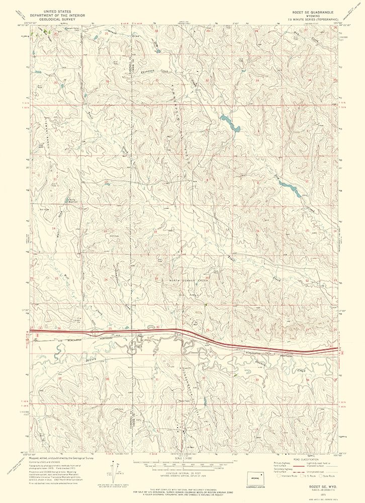 Rozet Wyoming Quad - USGS 1971 art print by USGS for $57.95 CAD