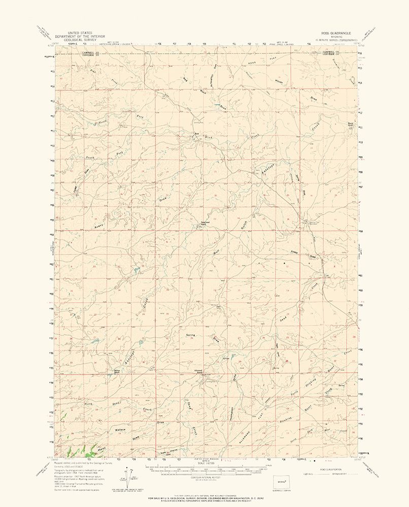 Ross Wyoming Quad - USGS 1960 art print by USGS for $57.95 CAD