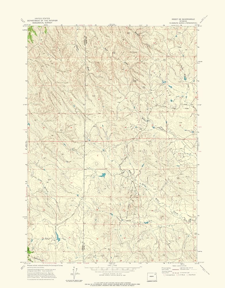 North East Rozet Wyoming Quad - USGS 1971 art print by USGS for $57.95 CAD