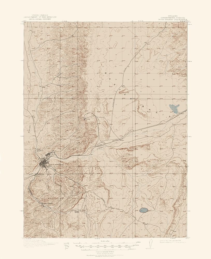 Rock Springs Wyoming Quad - USGS 1910 art print by USGS for $57.95 CAD