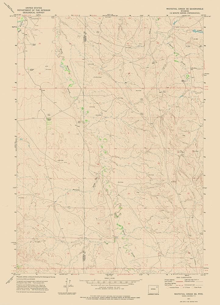 South East Whitetail Creek Wyoming Quad - USGS art print by USGS for $57.95 CAD