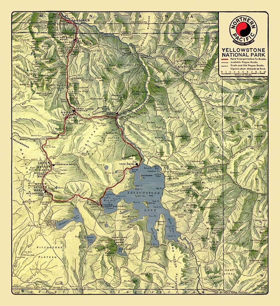 Yellowstone National Park - Northern Pacific 1910 art print by Northern Pacific for $57.95 CAD