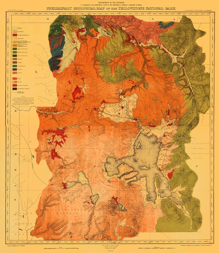 Yellowstone National Park, Wyoming - USGS 1878 art print by USGS for $57.95 CAD