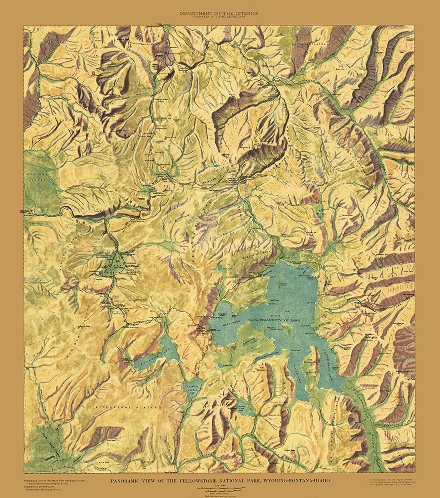 Yellowstone National Park Sheet - USGS 1915 art print by USGS for $57.95 CAD