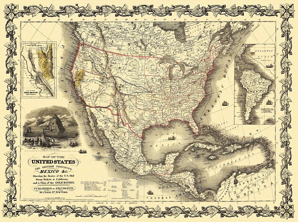United States, Mexico - Colton 1849 art print by Colton for $57.95 CAD