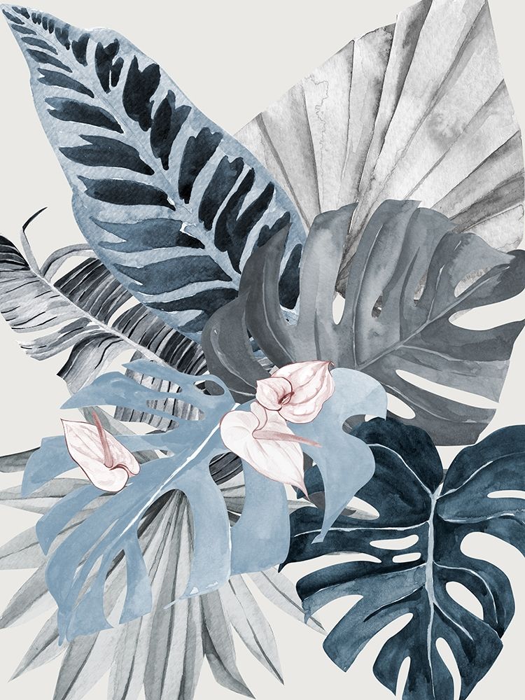 Tropical Leaves Blue II Poster art print by Urban Road for $57.95 CAD