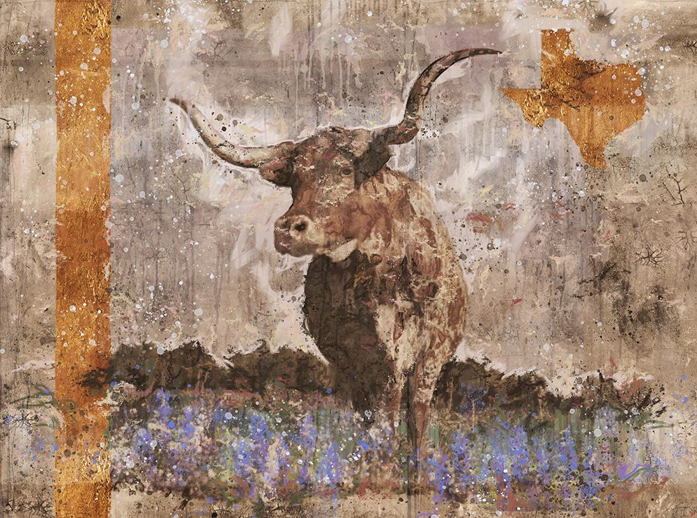 Long Horn Gold Leaf art print by Marta Wiley for $57.95 CAD
