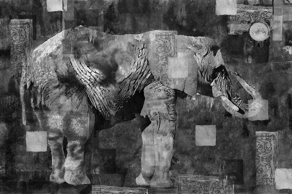 Elephant Collage Dark art print by Marta Wiley for $57.95 CAD