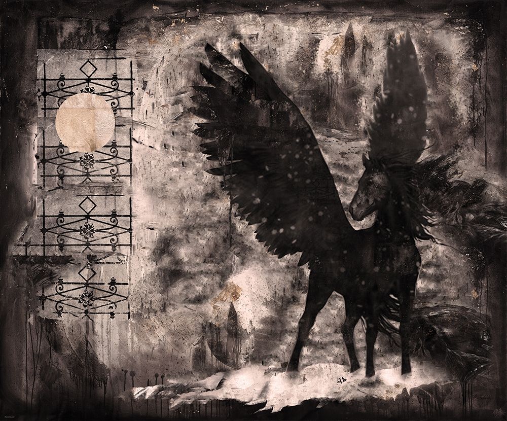 Black Pegasus Sepia art print by Marta Wiley for $57.95 CAD