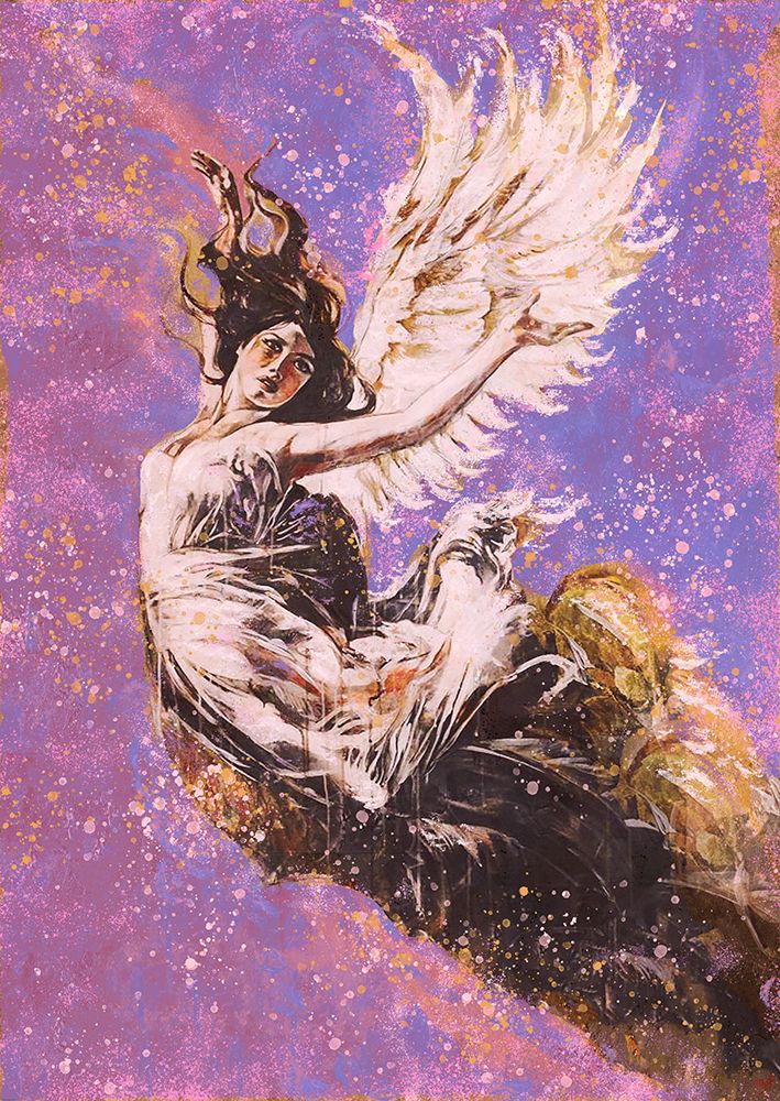 Pink Angel Falling I art print by Marta Wiley for $57.95 CAD