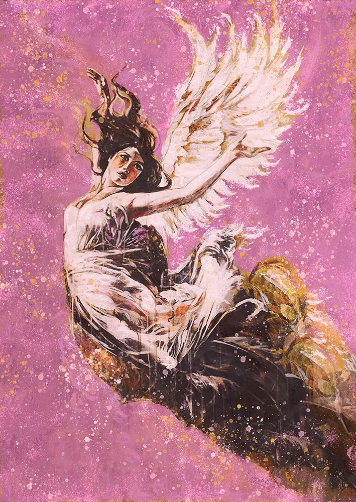 Pink Angel Falling II art print by Marta Wiley for $57.95 CAD