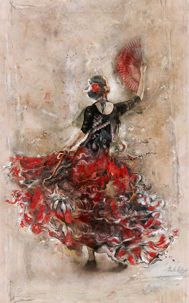 Flamenco with fan art print by Marta Wiley for $57.95 CAD