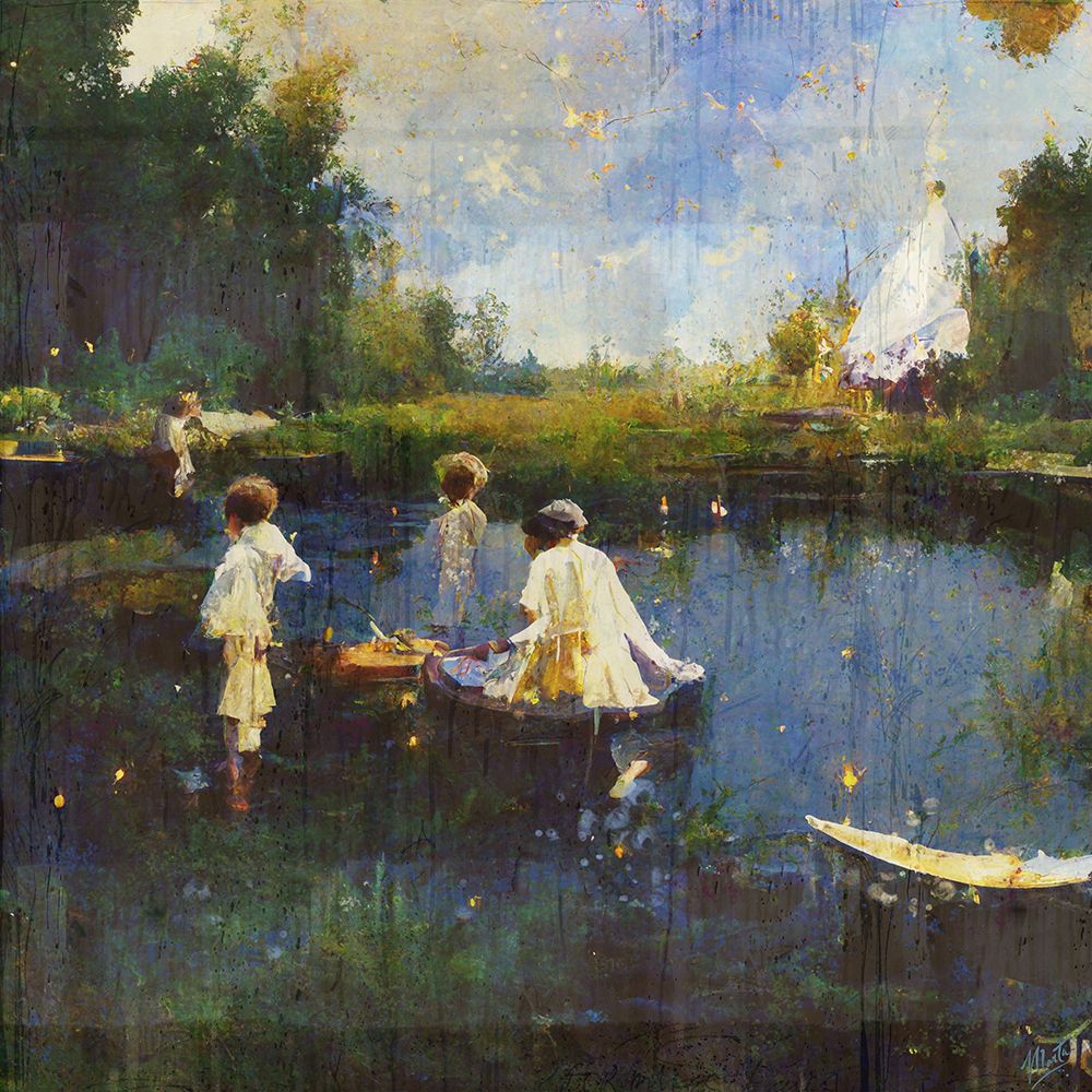 Children playing with boats I art print by Marta Wiley for $57.95 CAD