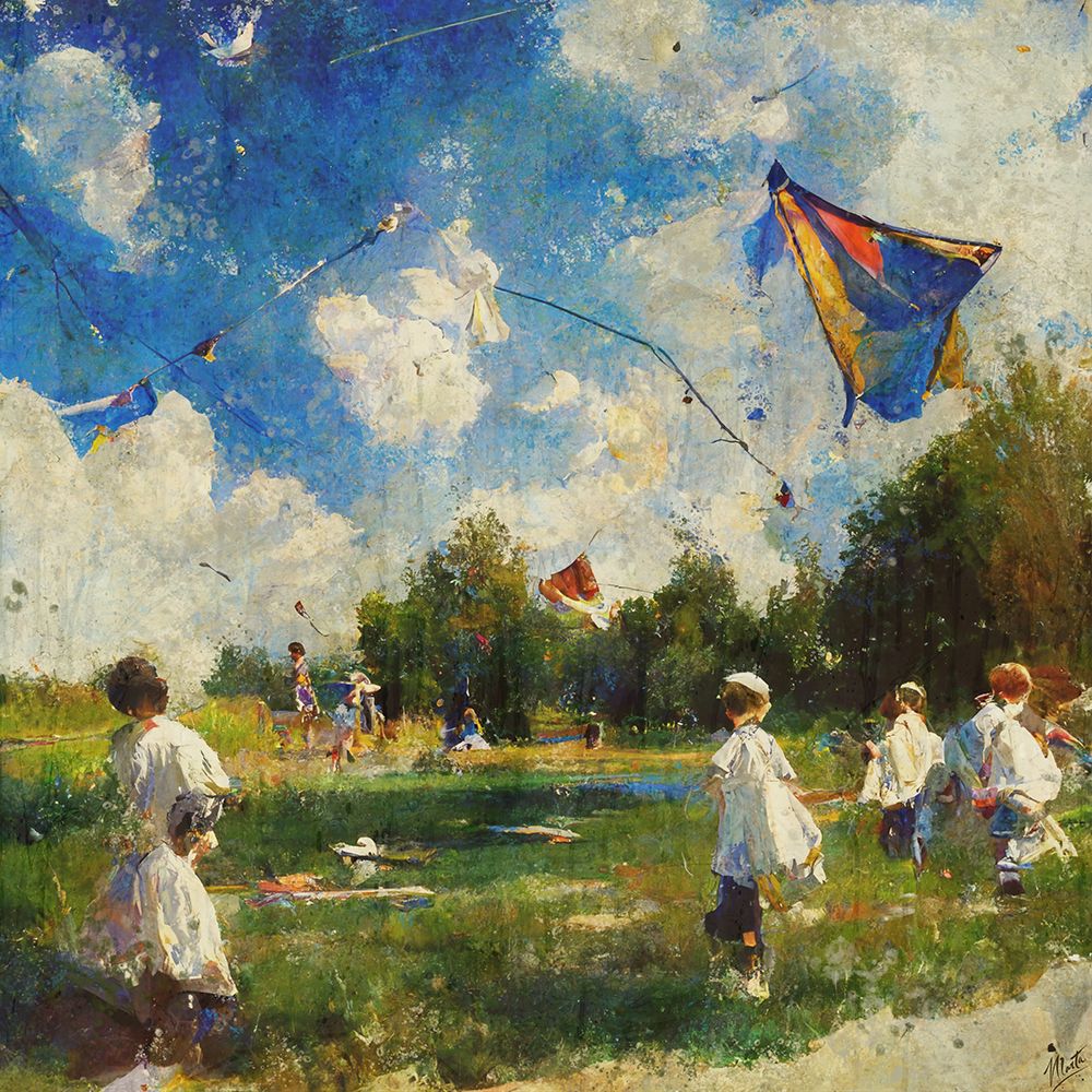 Children Playing With Kites I art print by Marta Wiley for $57.95 CAD