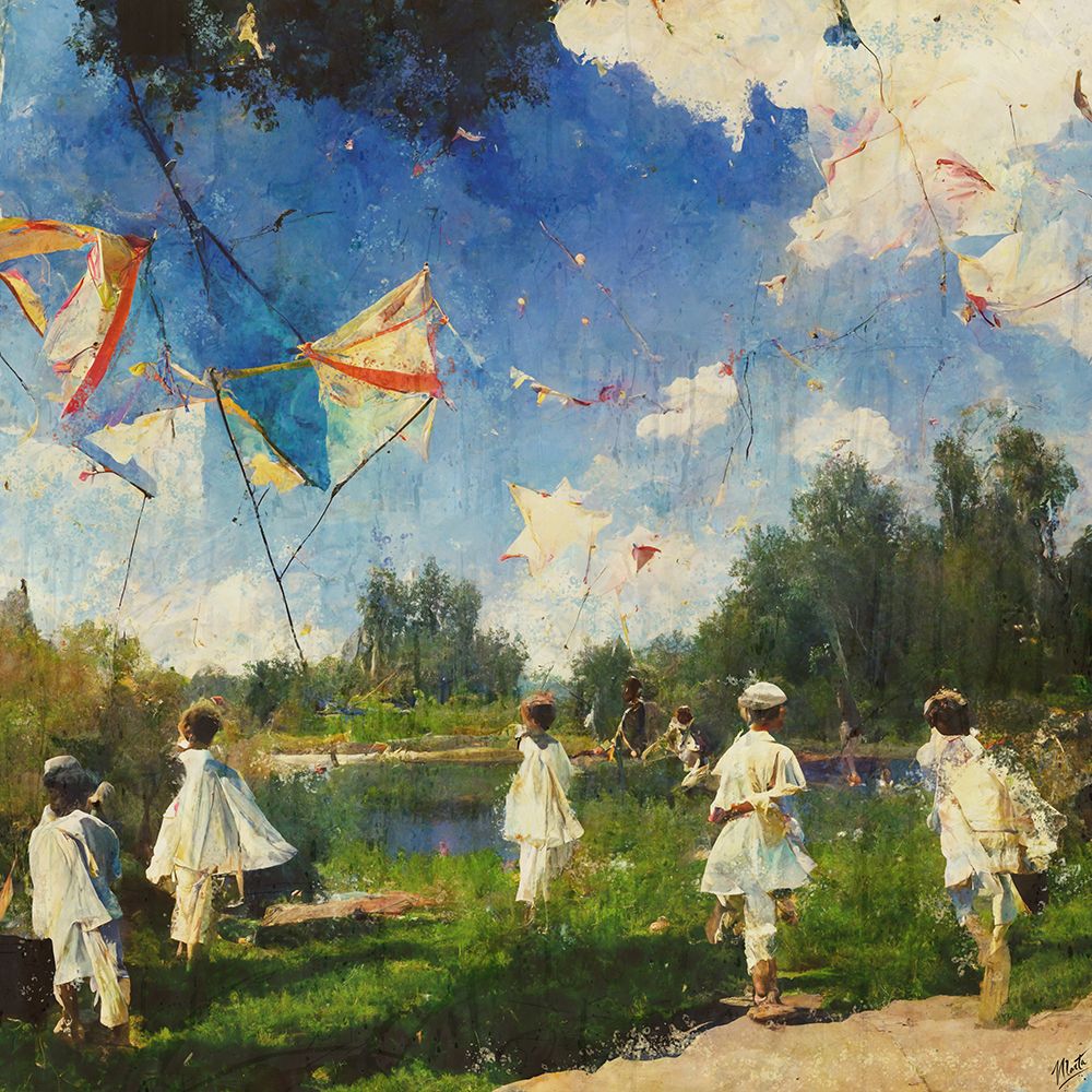 Children Playing With Kites II art print by Marta Wiley for $57.95 CAD