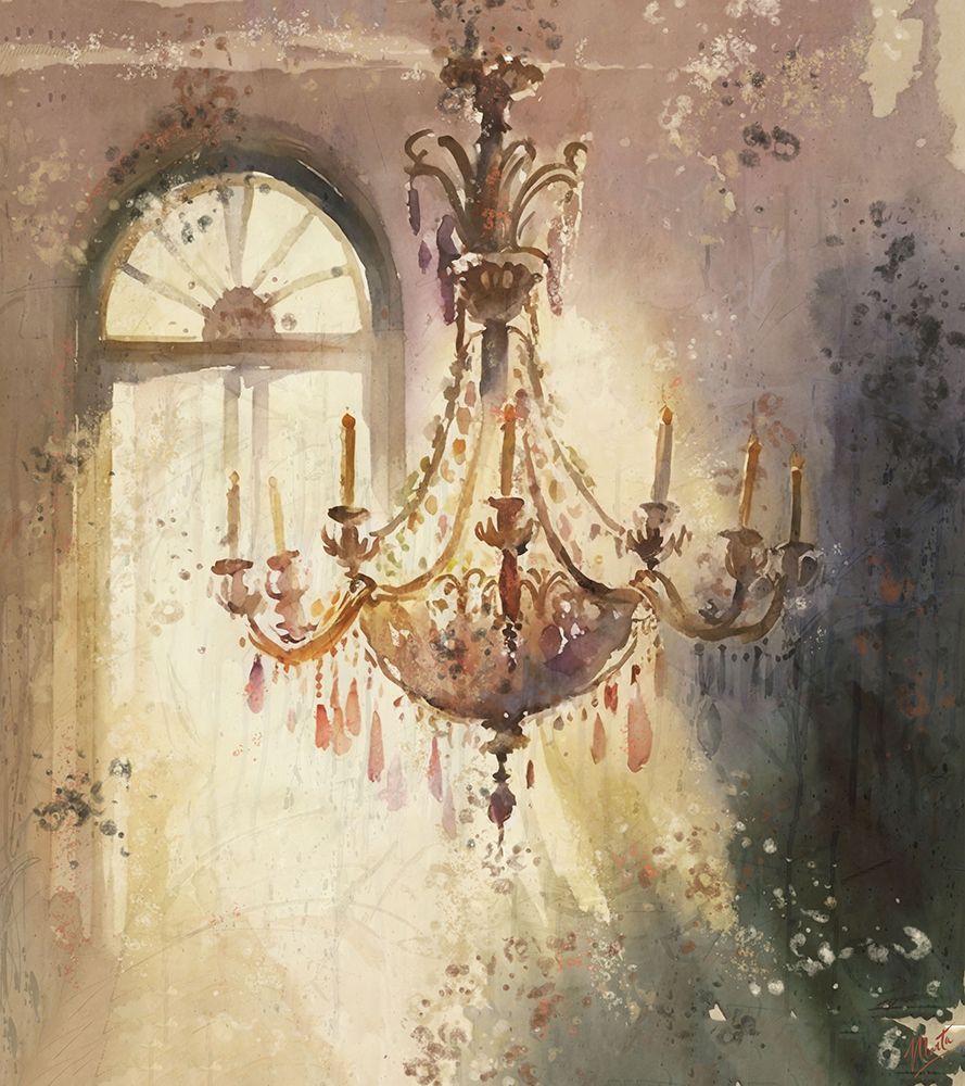 Chandelier Watercolor I art print by Marta Wiley for $57.95 CAD